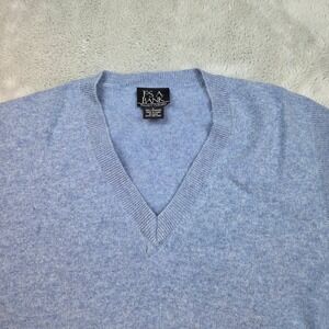 Jos. A. Bank Cashmere Sweater Vest Mens L V-Neck Travelers Collection Light Blue